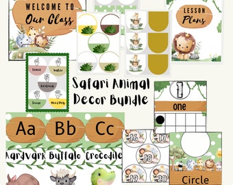 Safari Animal Classroom Decor BundleName labels,Baby Animal Classroom Decor Bundle, Animal Classroom Decor Bundle, Editable Teacher Lists