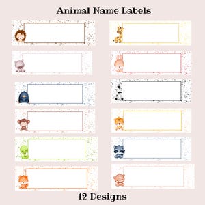 Animal Classroom Name labels, Cubby tags For Preschool, Baby Animal Labels, Printable labels