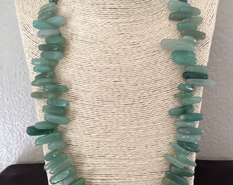 Green glass beaded necklace, handmade