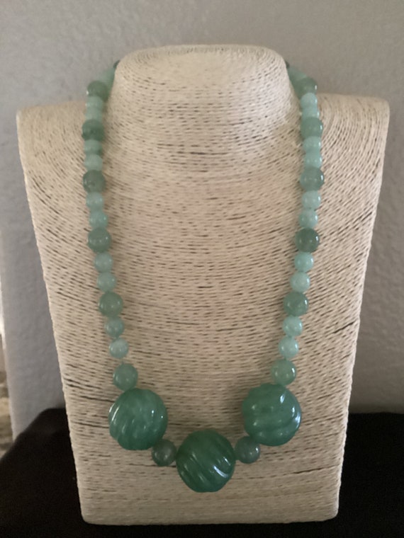 Green glass beaded necklace