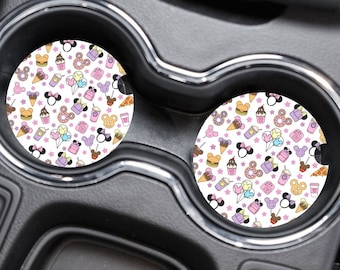 Disney car coaster set, cup holder coasters, car accessories, Mickey Mouse coasters (2 pack) | Minnie Mouse | Donald Duck | Goofy | Treats