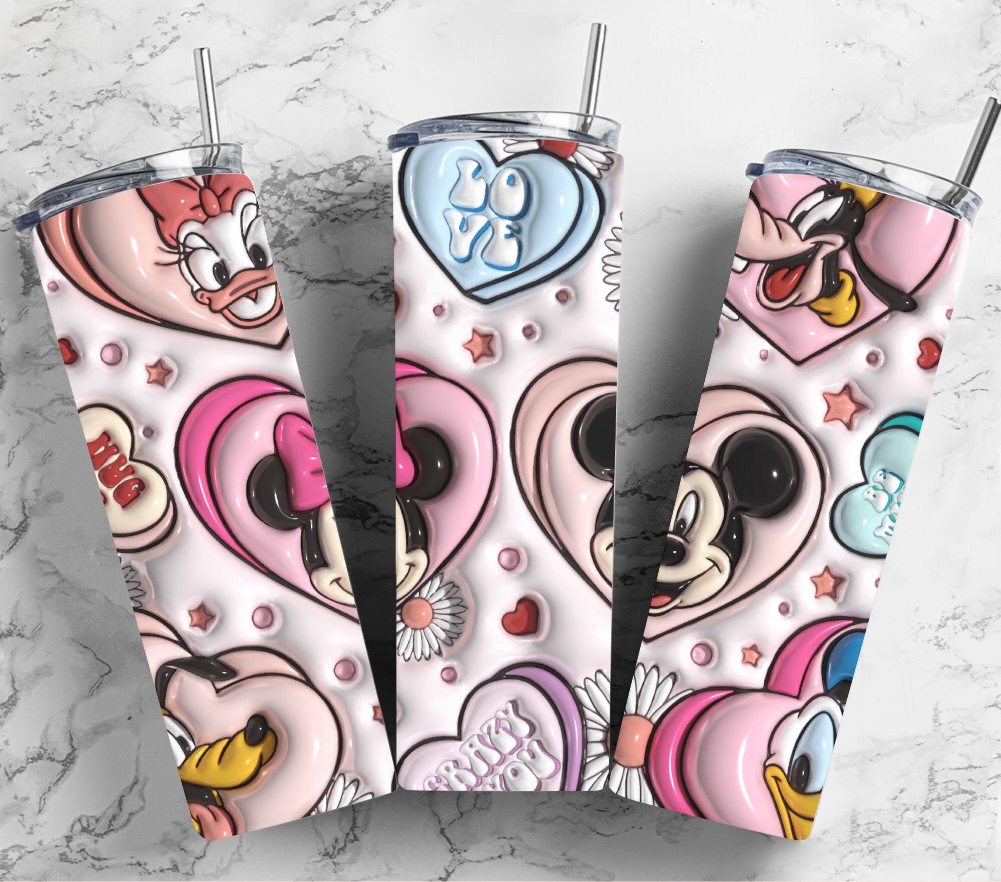 Mickey and Friends Disney Inspired Inflated 3D 20 Oz Metal Skinny