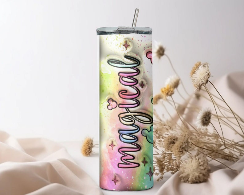 Magical Castle Disney Inspired 20 Fl Oz Metal Skinny Tumbler With Straw