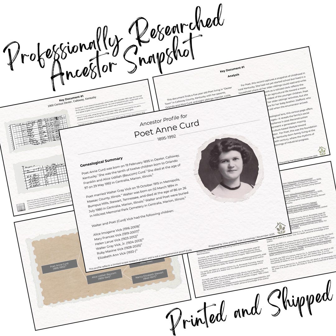 Professionally Researched Ancestor Snapshot + Private Ancestry.com Link ...