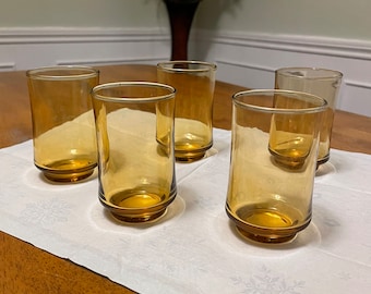 Vintage Amber Libbey Juice Glasses Set of 5