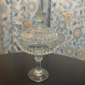 Indiana Glass Clear Diamond Point Compote with Lid