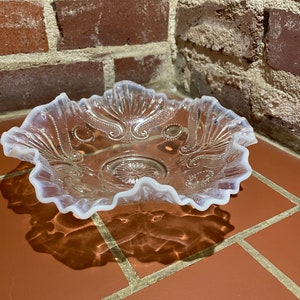 Antique Jefferson Glass Opalescent Dish with Ruffled Edges