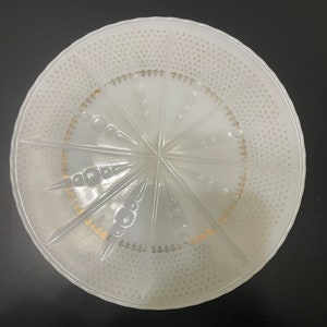 Anchor Hocking 10&quot; Milk Glass Cake Plate with gold fleur-de-lis trim