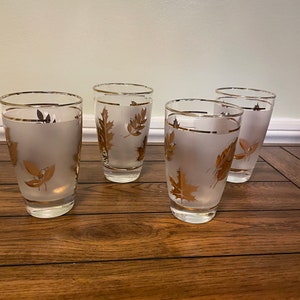 Vintage Libby Frosted Gold Leaf Cocktail Glasses (set of 4)