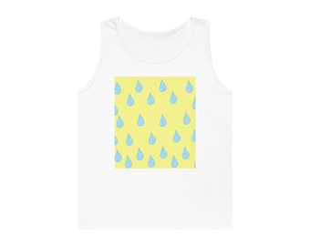 Unisex Heavy Cotton Tank Top Blue Raindrops Yellow