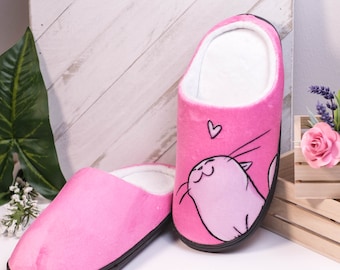 Pink Cat Slippers - Etsy