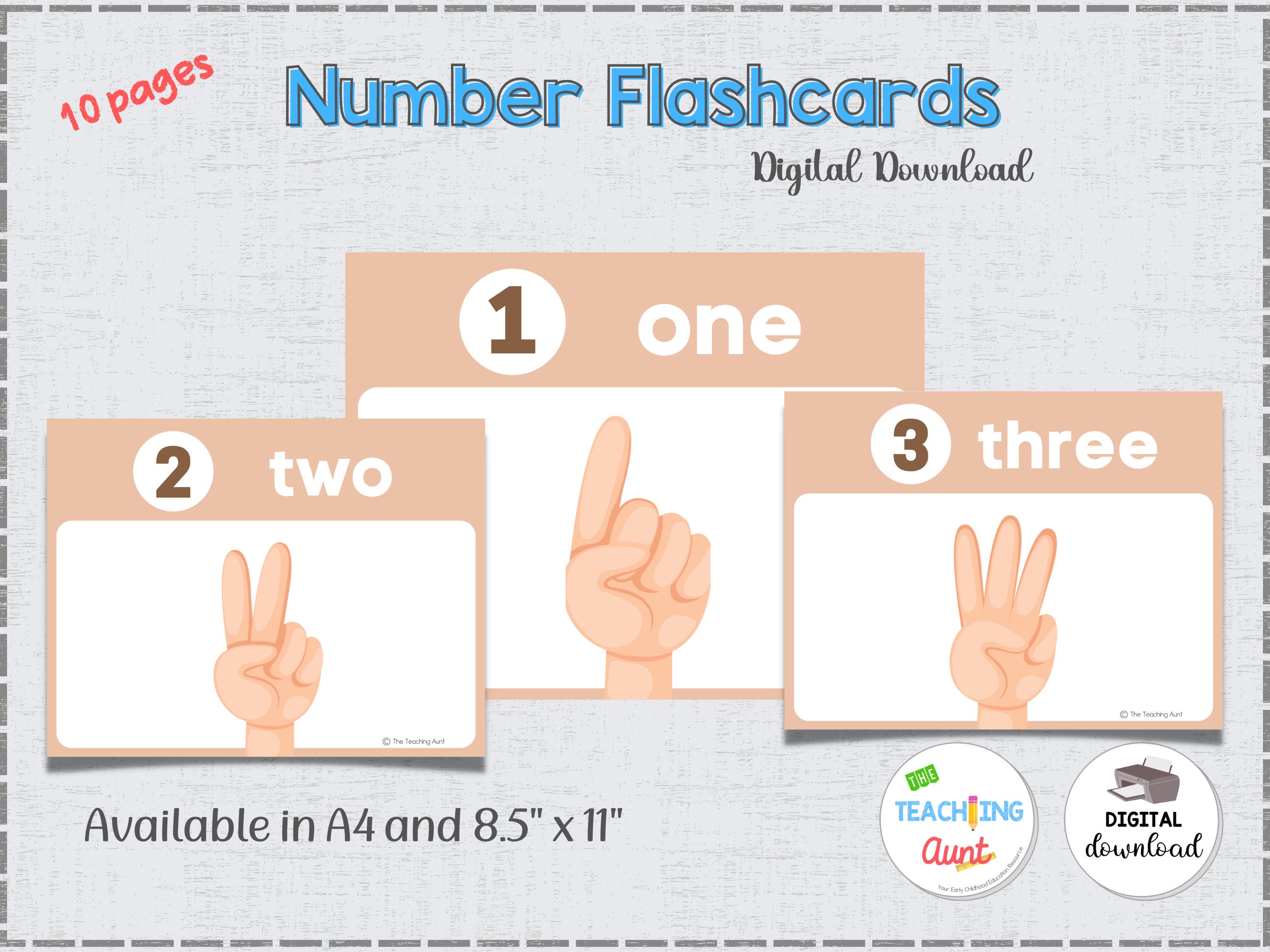 Numbers 1 to 10 Flashcards Finger Counting Flashcards Pre-k - Etsy