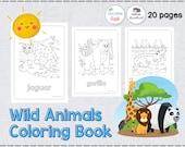 Wild Animals Coloring Book Preschool Pre-K Kindergarten Worksheets, Activity Pages, Wild Animals Coloring Pages, 20 pages, A4 and 8.5” x 11”