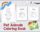 Pet Animals Coloring Book Preschool Pre-K Kindergarten Worksheets, Activity Pages, Animals Coloring Pages, A4 and 8.5” x 11”