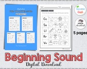 Kindergarten Phonics Worksheets, Beginning Letter, Beginning Sound  Worksheets, Preschool Printable, A4 and 8.5" x 11"