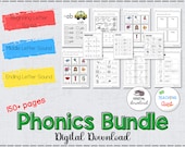 Phonics Worksheets Bundle 150+ pages, Preschool Printable, CVC Worksheets for Kindergarten, CVC Word Families, Easy CVC Words