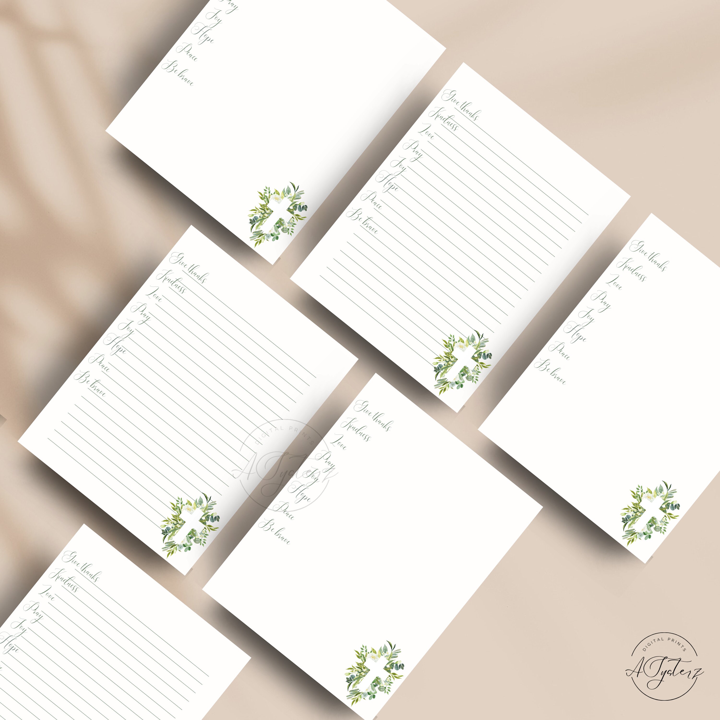 Bible Verse Notes, Religious Christian Watercolor Printable Stationery ...