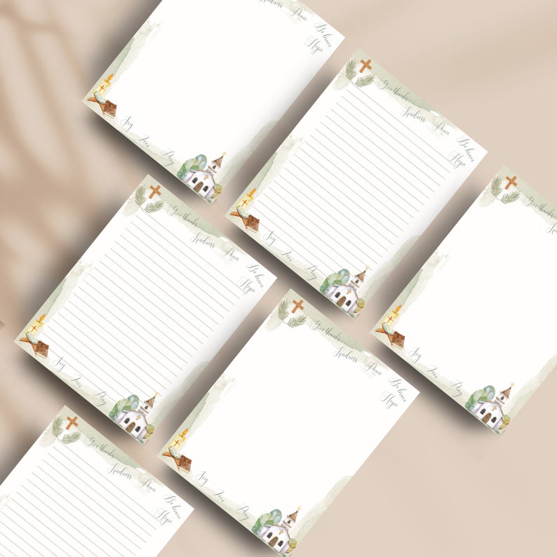Religious Christian Watercolor Printable Stationery, Bible Notes, Lined ...
