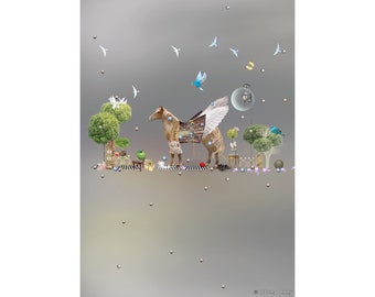 Postkarte Pferd mit Flügeln // Illustration von Ilona Reny // Fantasy Kunstkarten aus Deutschland // A6-Format Softtouch 3D Lack