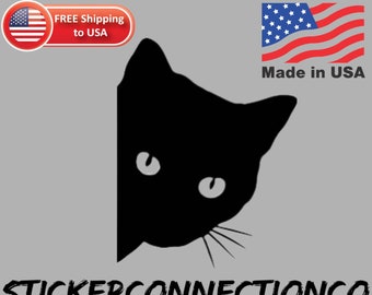 Peeking Cat Vinyl Decal |Car decal | Bumper sticker | Window decal | Laptop, phone decal