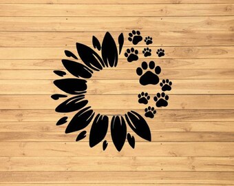 Sunflower and dog paw vinyl decal for car truck vehicle tumbler hydroflask