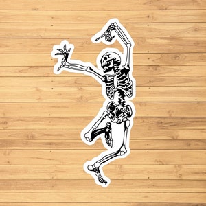 Skelton sticker Skelton dansen vinyl sticker, vinyl sticker voor laptops, auto's, hydroflask, toolbox, gratis verzending