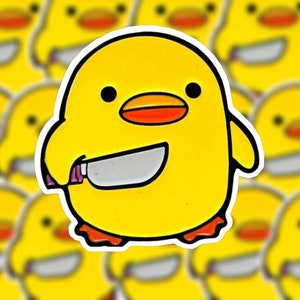 Chicken Duck Holding Knife vinyl sticker, vinyl decal sticker for laptops, cars, hydroflask, toolbox, Free Shipping