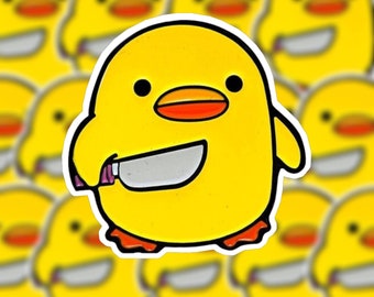 Chicken Duck Holding Knife vinyl sticker, vinyl decal sticker for laptops, cars, hydroflask, toolbox, Free Shipping
