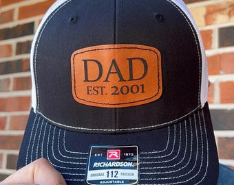 Personalized Dad Patch Hat, Dad Birthday Gift, New Dad Gift, Leather Patch Hat, Trucker Hat, Gift For Husband, New Dad Present, Custom Hat