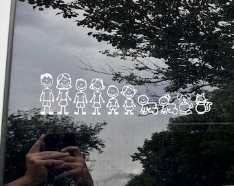 Stick Figure Family Vinyl Car Decals Parents Kids Pets
