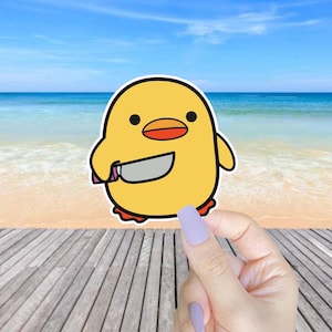 Chicken Duck Holding Knife meme sticker Labtop sticker Water bottle sticker vinyl decal sticker cute animal stickers