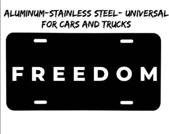 Freedom front license plate made in the USA aluminum, and stainless steel, car tag, front car tag, Insperational Charlie Kirk