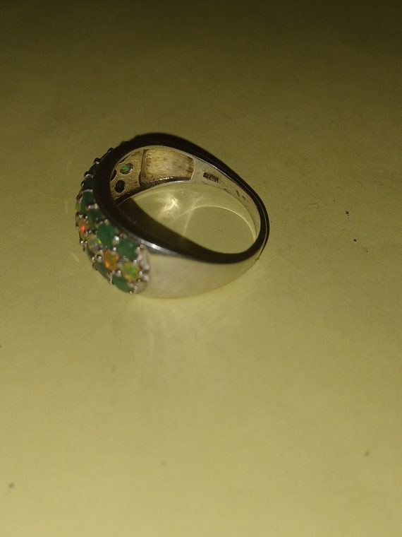 Sterling Silver Emerald/Opal Ring - image 9