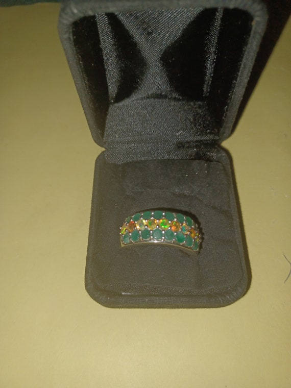Sterling Silver Emerald/Opal Ring - image 5