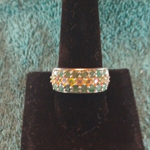 Sterling Silver Emerald/Opal Ring