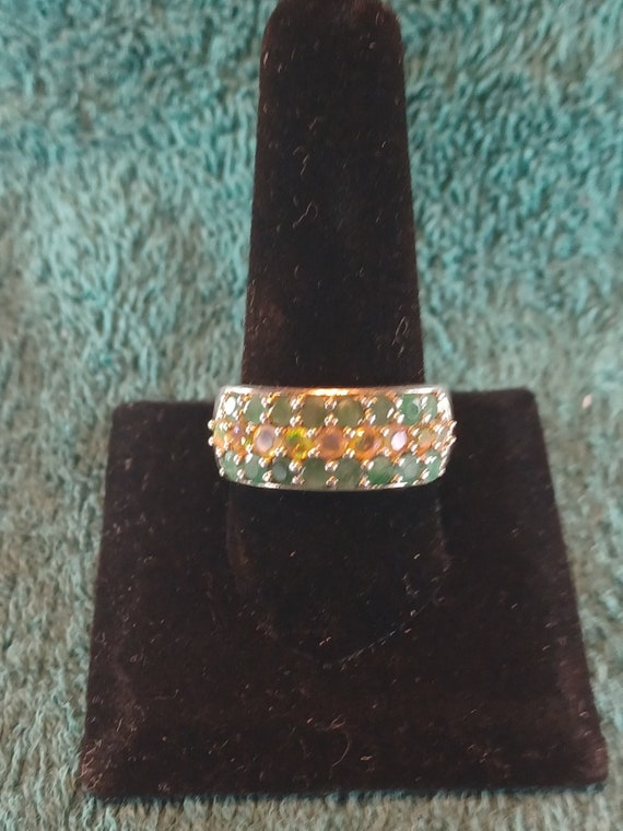 Sterling Silver Emerald/Opal Ring - image 1