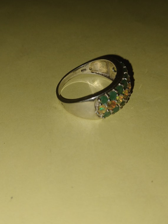 Sterling Silver Emerald/Opal Ring - image 8