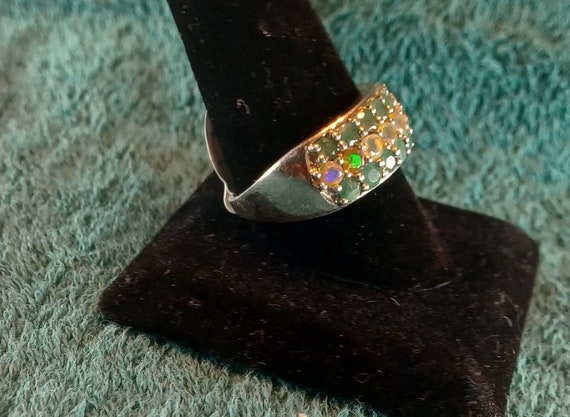 Sterling Silver Emerald/Opal Ring - image 2