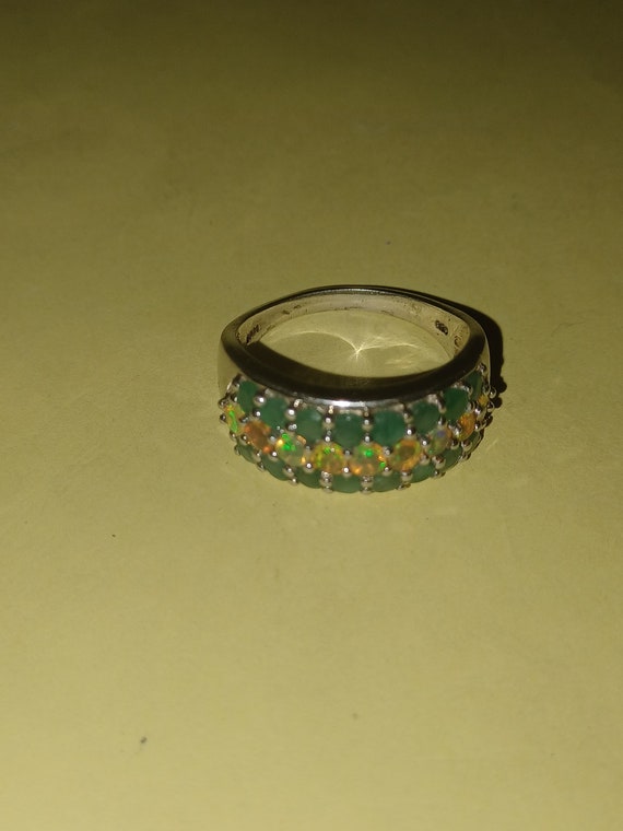 Sterling Silver Emerald/Opal Ring - image 6