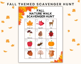Fall Nature Walk Scavenger Hunt Game for Kids (Digital Download)