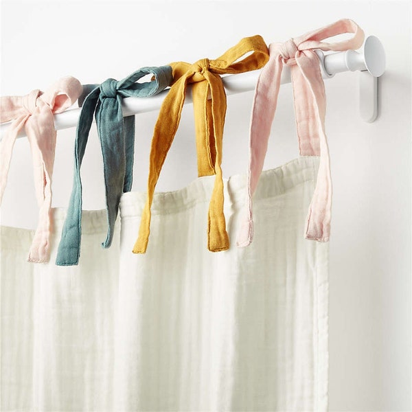 Multicolor hanging ties belt curtains, bohemian 2 panel cotton beautiful curtains drapes custom size stylish curtains