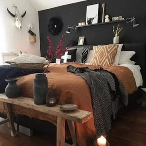 Terracotta Rust Duvet Cover With Pillow Covers, Bohemian Cotton Bedding ...