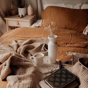 Terracotta Rust Duvet Cover With Pillow Covers, Bohemian Cotton Bedding ...