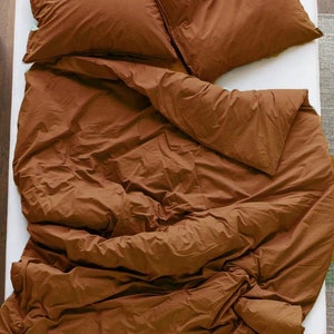 Terracotta Rust Duvet Cover With Pillow Covers, Bohemian Cotton Bedding ...