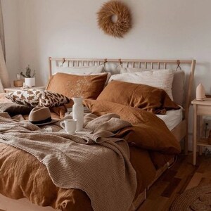Terracotta Rust Duvet Cover With Pillow Covers, Bohemian Cotton Bedding ...