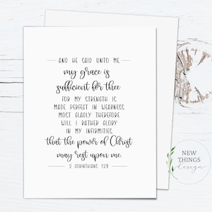 My Grace is Sufficient Card | 2 Corinthians 12:9 card | Minimalist Scripture verse card | Note card | Encouragement card | A2 greeting card