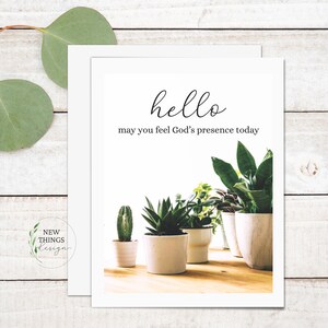 Hola Tarjeta de felicitación / Tarjeta de felicitación de plantas / Tarjeta de presencia de Dios / Tarjeta de aliento / Tarjeta de felicitación A2