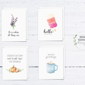 Saisonales Aquarell Grußkarten Set 4 | Saisonale Aquarell Grußkarten | Frühling | Sommer | Herbst | Winter | A2 Grußkarten