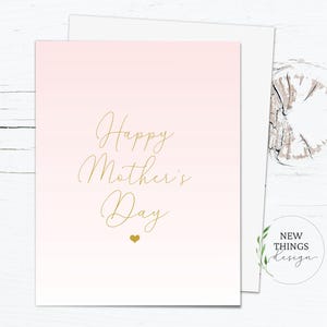 Feliz Día de la Madre / Tarjeta del Día de la Madre en dorado ruborizado / Día de la Madre minimalista / Día de la Madre ombré = / Tarjeta de felicitación A2 / Tarjeta para mamá