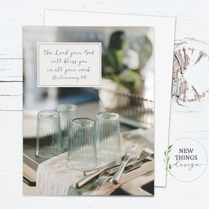 Bless You in Your Work Card | Mom card | Scripture encouragement card | Dishes card | Deuteronomy 15:10 | Housework card | A2 greeting card